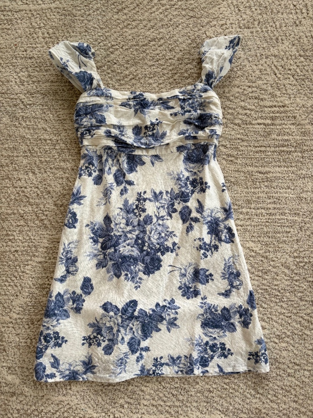 Abercrombie Emerson Cap Sleeve Blue Floral Linen Dress